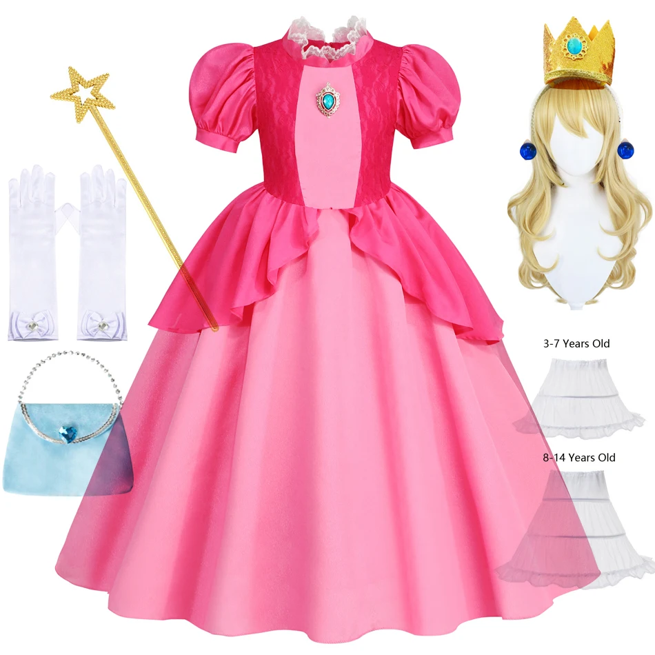 Top Trends: Peach Dresses For Girls Princess Costume Clothes Party Cosplay Halloween Carnival Birthday Dress Kids Vestidos Shoppable Styles