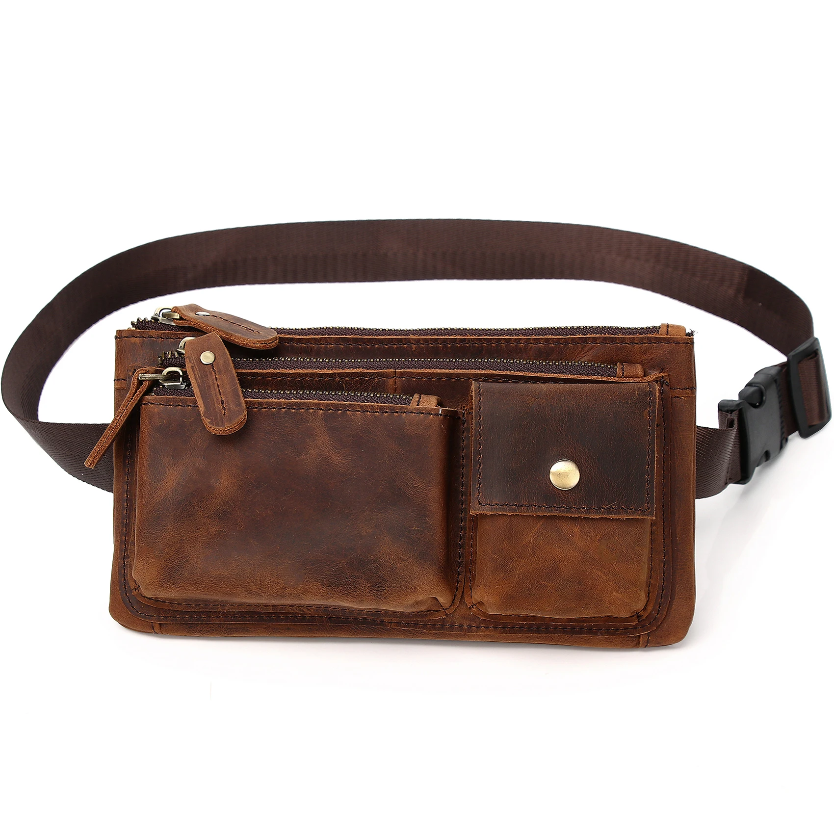 Top Trends: Vintage Leather Waist Bag Fanny Pack For Men Women Hip Bum Bag Belt Slim Chest Bags Cell Phone Purse Wallet Crossbody Sling Pou Shoppable Styles