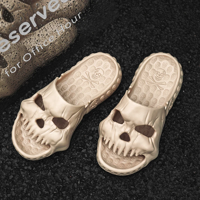 Top Trends: New Personality Skull Design Male And Female Slippers 2023 Summer Outdoor Fun Thick Bottom EVA Beach Non-slip Casual Sandals Shoppable Styles