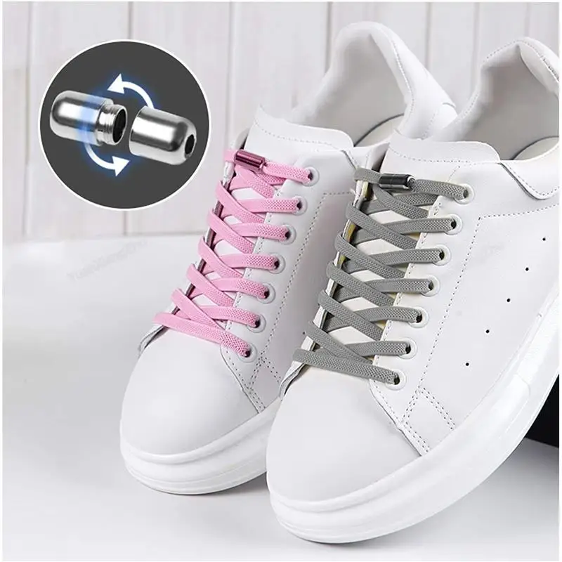 Top Trends: 1Pair Multicolor Lock Elastic Sneaker Laces For Kids Adults And Elderly No Tie Shoelaces Quick Elastic Athletic Running Shoelace Shoppable Styles - Image 2