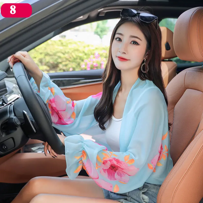 Top Trends: Scarves Poncho Chiffon Scarf Shawls Women Scarf Fashion Long Sleeve Sunscreen Flower Summer Sun Protection Arm Shade Scarf Shoppable Styles - Image 2