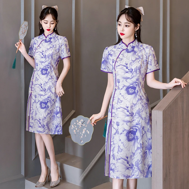 Top Trends: Summer New Improved Young Cheongsam Traditional Chinese Style Retro Fashion Short Sleeve Qipao Dress CNY Shoppable Styles