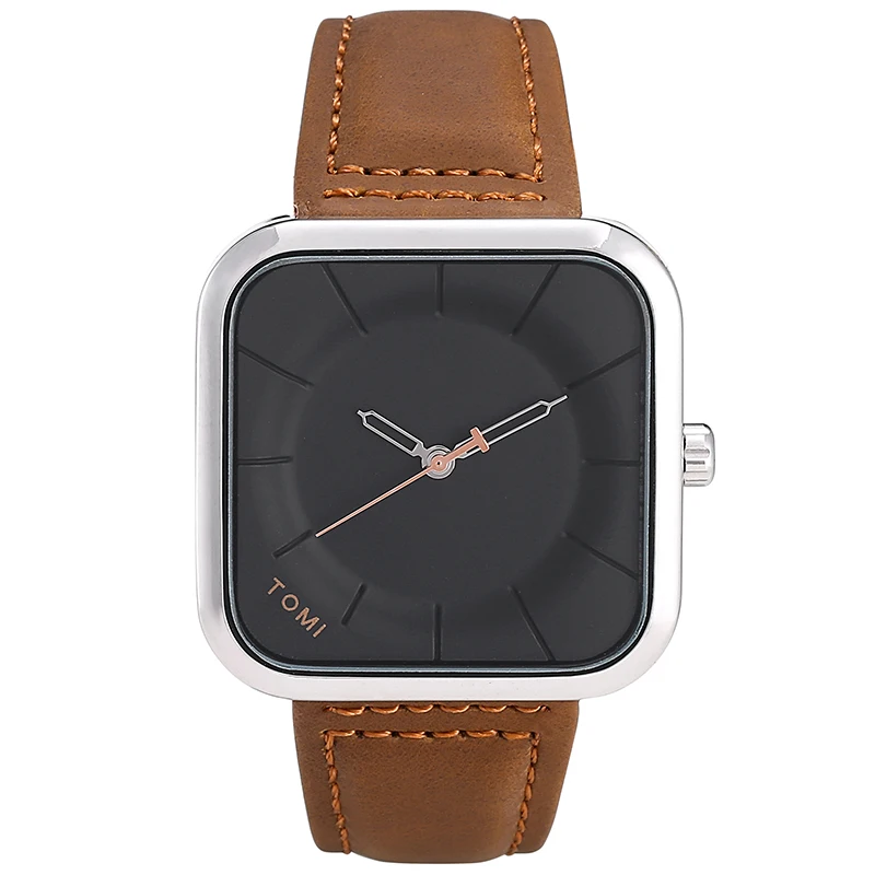 Top Trends: Casual Watch For Men Simple Square Dial Case Men Quartz Wrist Watches Leather Wristwatch Mens Minimalist Black Brown Clock Shoppable Styles