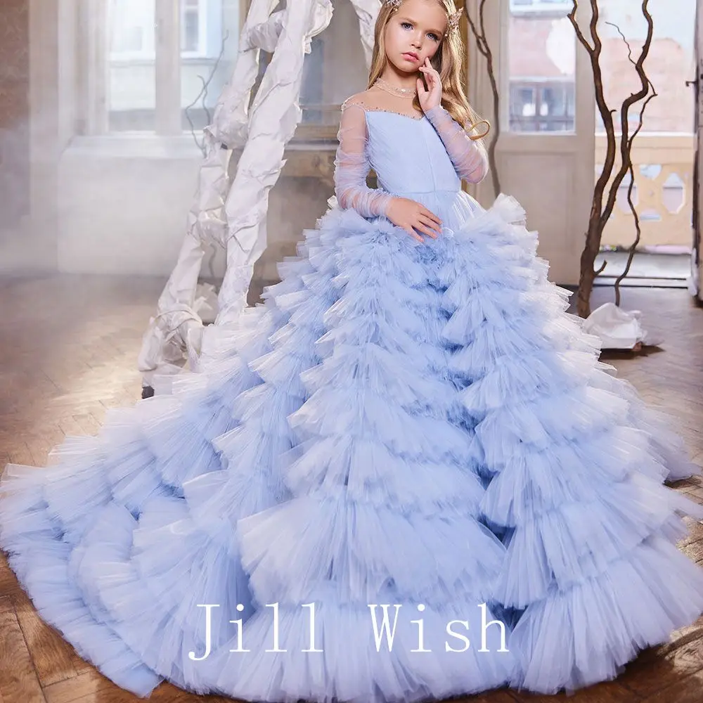 Top Trends: Jill Wish Luxury Flower Girl Dress Beaded Dubai Princess Kids Wedding Birthday First Communion Party Evening Gown 2024 J281 Shoppable Styles