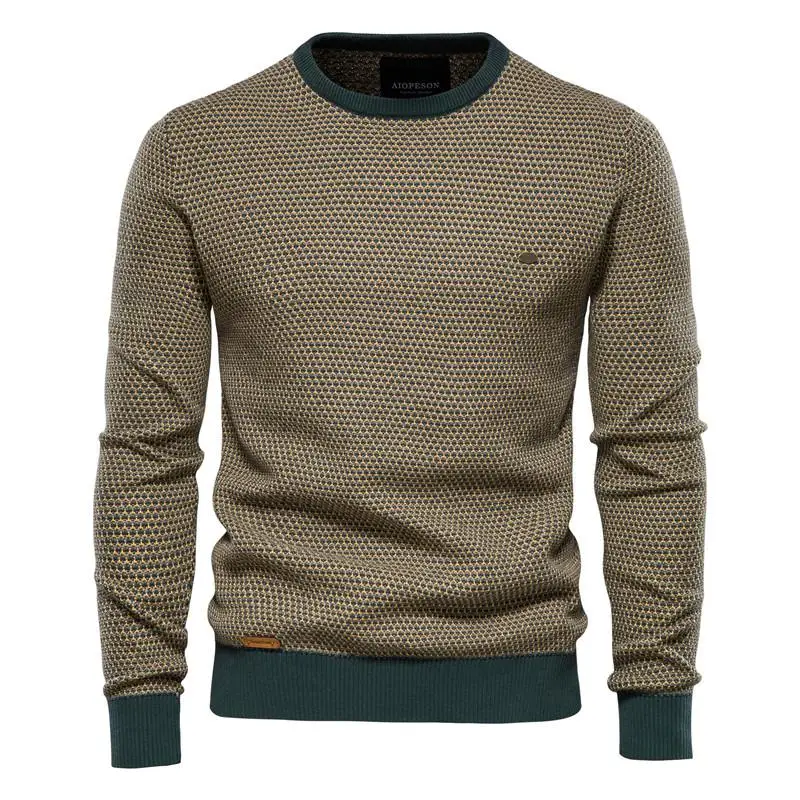 Top Trends: Cotton Spliced Pullovers Sweater Men Casual Warm O-Neck Quality Mens Knitted Sweater Winter Fashion Sweaters For Men Size M-3Xl Shoppable Styles