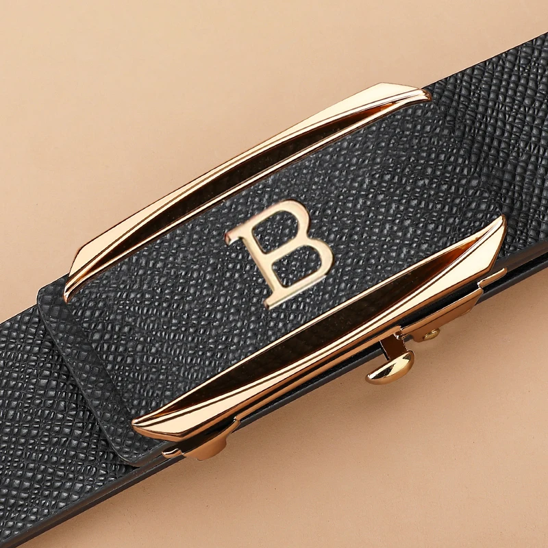 Top Trends: 2023 High Quality Coffee Genuine Leather Belt B Letter Automatic Buckle Fashion Men's Belt Designer Casual Belt Ceinture Homme Shoppable Styles - Image 2