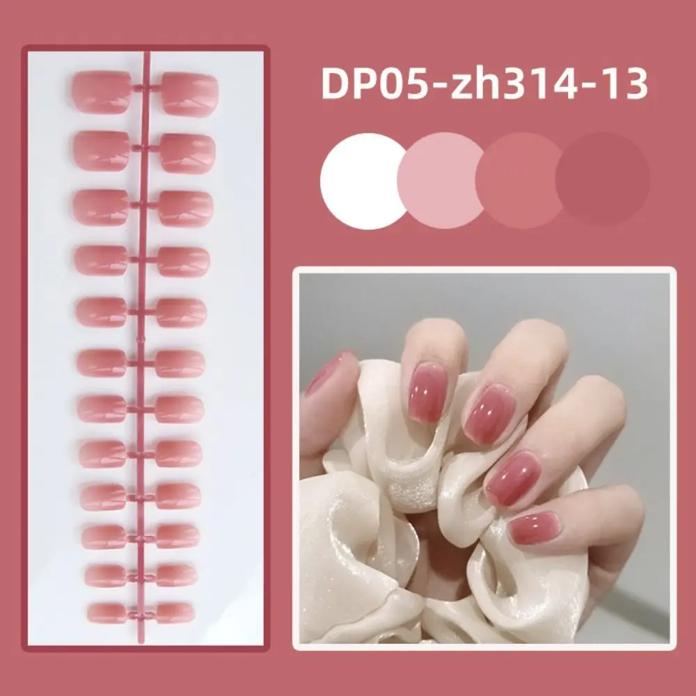 Top Trends: 24Pcs Detachable Short Square Head False Nails Glossy Wearable Fake Nails Solid Color Full Cover Nail Tips Press On Nails Shoppable Styles