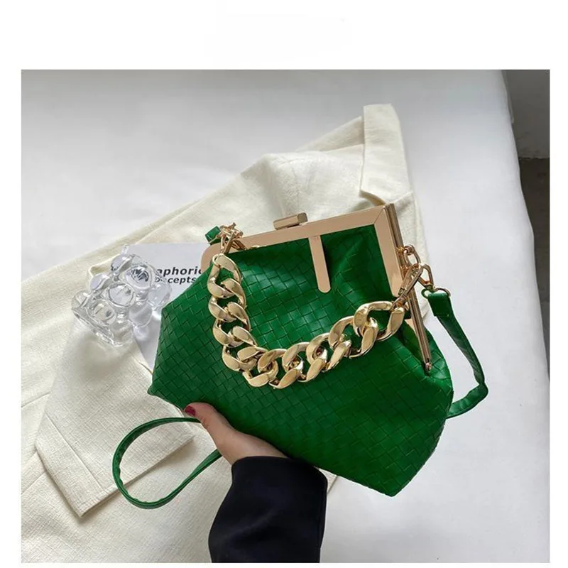 Top Trends: Trend Weaving Shoulder Bag Solid Color Thick Chain Party Handbags For Women Luxury Design Crossbody Bag Fashion Women&#039;s Bag Shoppable Styles