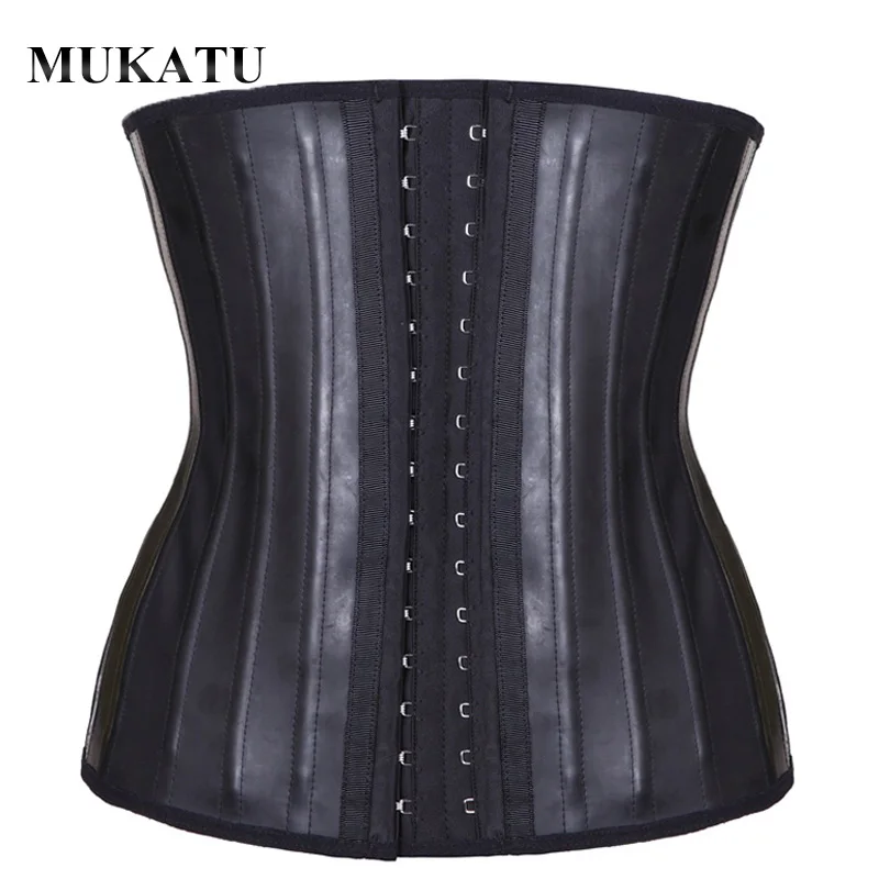 Top Trends: MUKATU Latex Waist Trainer Corset Belly Slim Belt Body Shaper Modeling Strap 25 Steel Boned Waist Cincher Gaine Amincissante Shoppable Styles