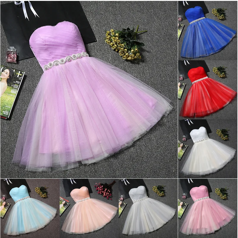 Top Trends: Sweet Memory Clothes Pink White Red Blue Champagne Wedding Dress Women Short Prom Dress Party Exquisite Little Dress Shoppable Styles