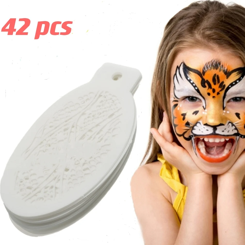 Top Trends: New White Face Painting Stencils Templates Professional Body Art Angel Rainbow Dots Scale Leopard Plastic Makeup Tools Shoppable Styles