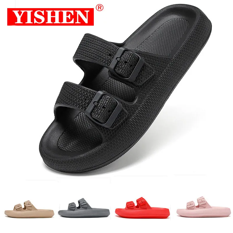 Top Trends: YISHEN Slippers Men Slides Pillow Sandals Non-Slip EVA Thick Platform Double Buckle Women's Sandals Slippers Indoor Beach Flats Shoppable Styles