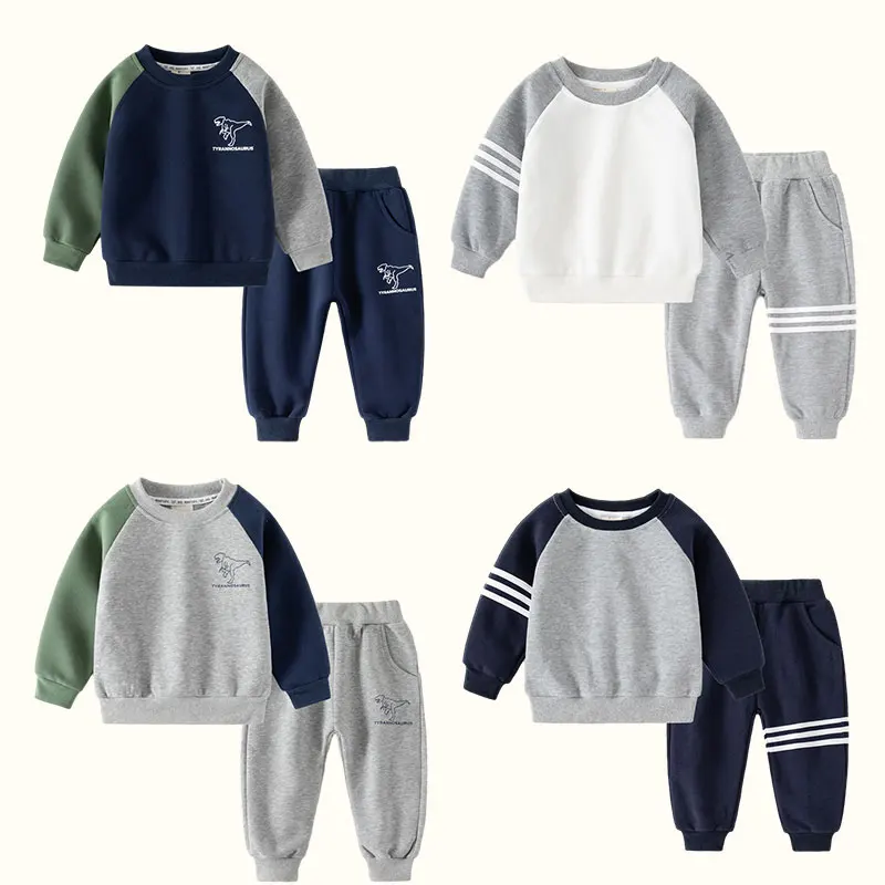 Top Trends: New Spring Autumn Children Clothes Set Color Patchwork Kids Boys Two-Piece Sets Children Boy Casual Tracksuit Outfits Tops Pants Shoppable Styles