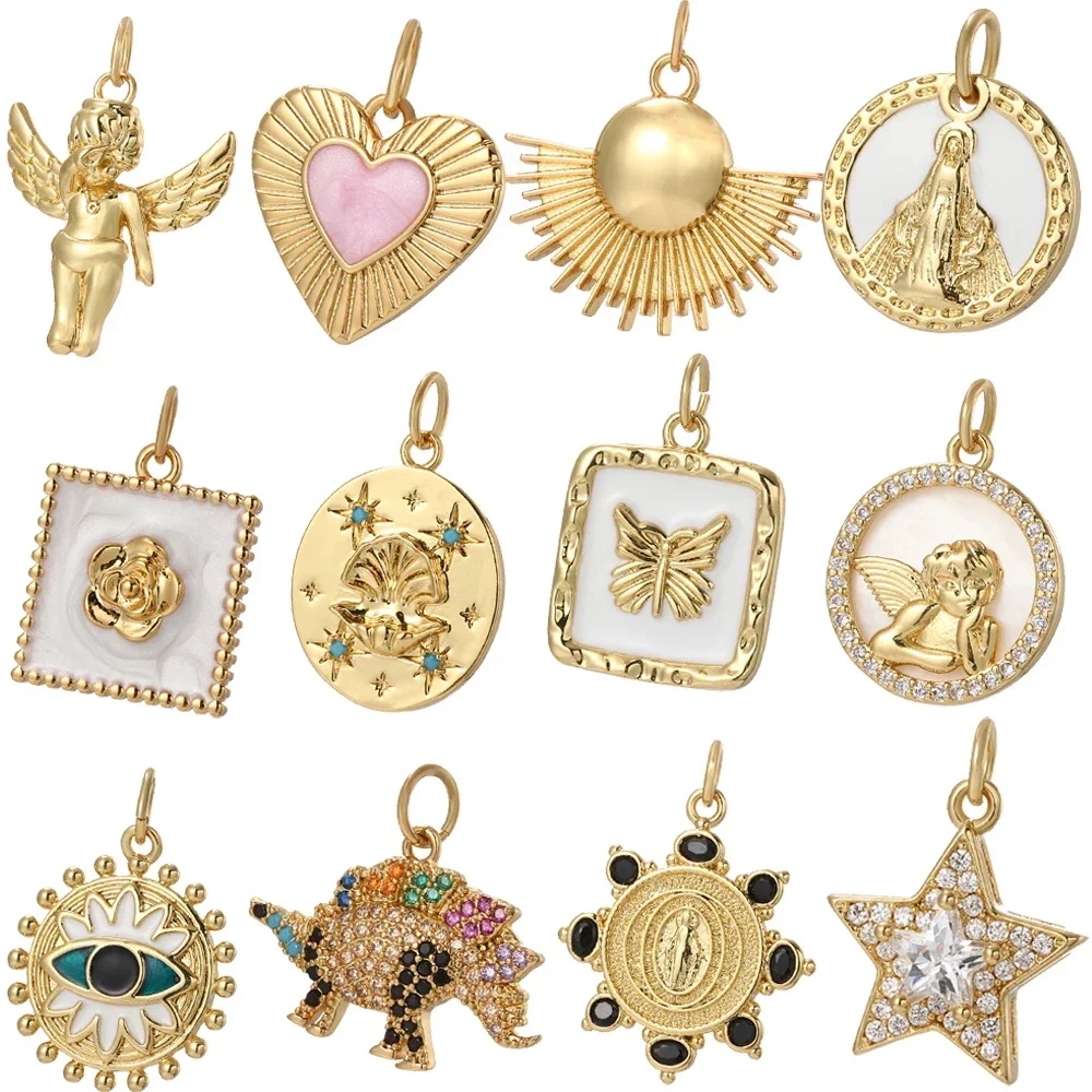 Top Trends: Angel Heart Charms Diy Earrings Necklace Bracelet Gold Color Butterfly Evil Blue Eye Charms For Jewelry Making Supplies Shoppable Styles