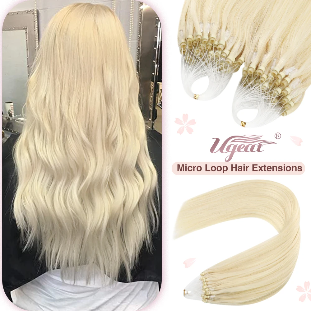 Top Trends: Ugeat Micro Loop Human Hair Extensions Balayage Blonde 50Gram / Set 1G / S Natural Hair Micro Link Hair Extensions Fusion Pre Bonded Shoppable Styles