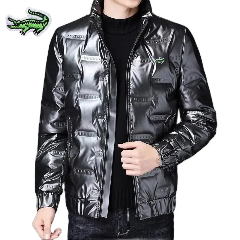 Top Trends: Men's High-end Embroidery Brand Down Cotton Jacket, New Autumn And Winter Thickened Glossy Warm Casual Outdoor Sports Jacket Shoppable Styles - Image 2