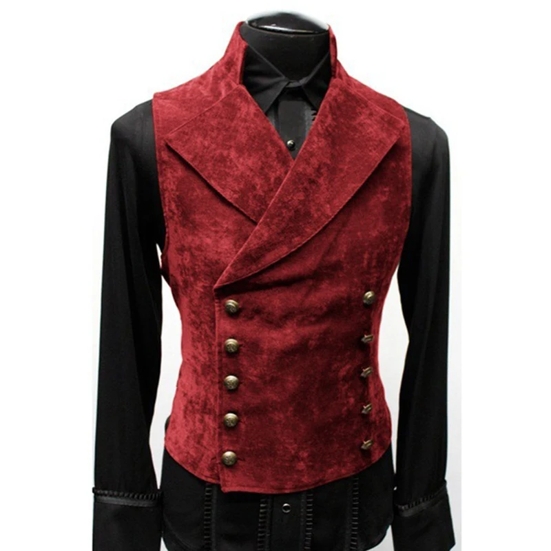 Top Trends: New Men's Standing Collar Suit Vest Double Breasted Trendy Leather Jacket Velvet Gentleman Sleeveless Top Shoppable Styles - Image 2