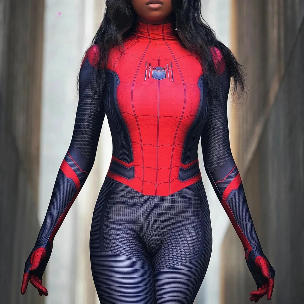 Top Trends: Spiderman Far From Home Cosplay Woman Sexy Zentai Suit Jumpsuit Spandex Zentai Bodysuit Superhero Costume Party Costumes Shoppable Styles