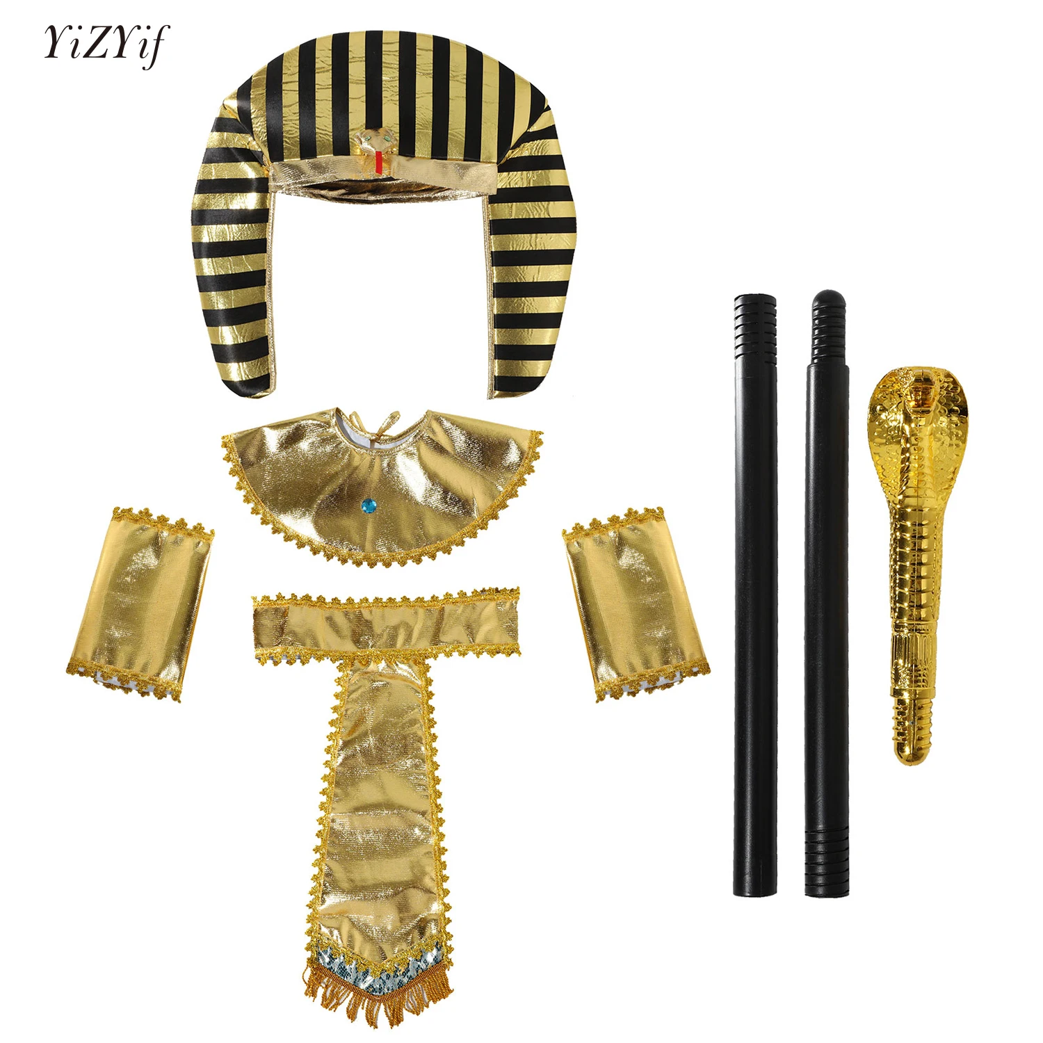 Top Trends: Egyptian Pharaoh Costume Accessories Snake Hat Collar Belt Wristband Scepter Set Halloween Ancient Rome Cleopatra Cosplay Outfit Shoppable Styles