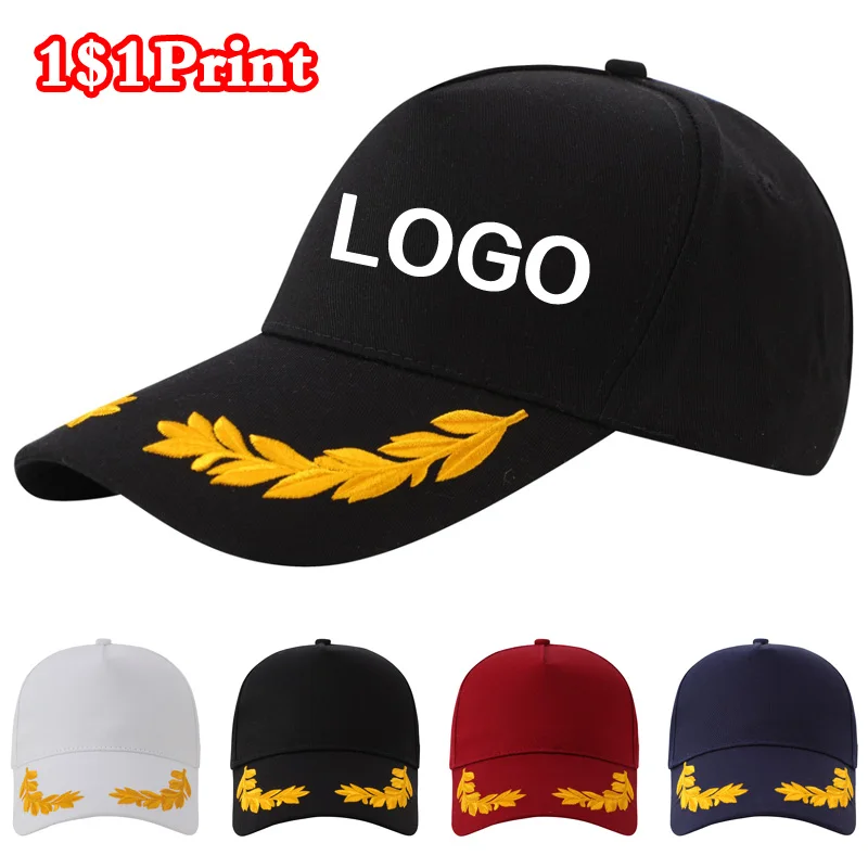 Top Trends: Customized Logo Printed Men's Baseball Cap Casual Cap Wheat Ear Men's Solid Color Snap Cap Sports Cap Women's Baseball Cap Shoppable Styles