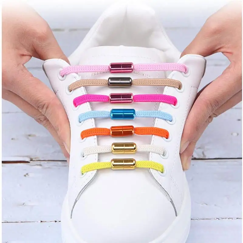 Top Trends: 1Pair Multicolor Lock Elastic Sneaker Laces For Kids Adults And Elderly No Tie Shoelaces Quick Elastic Athletic Running Shoelace Shoppable Styles - Image 4