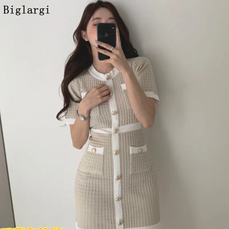 Top Trends: Sexy Mini Summer Dress Women Knitted Striped Ladies Dresses Elegant Vintage Korean Fashion Wrap Spring Woman Dress 2023 New Shoppable Styles