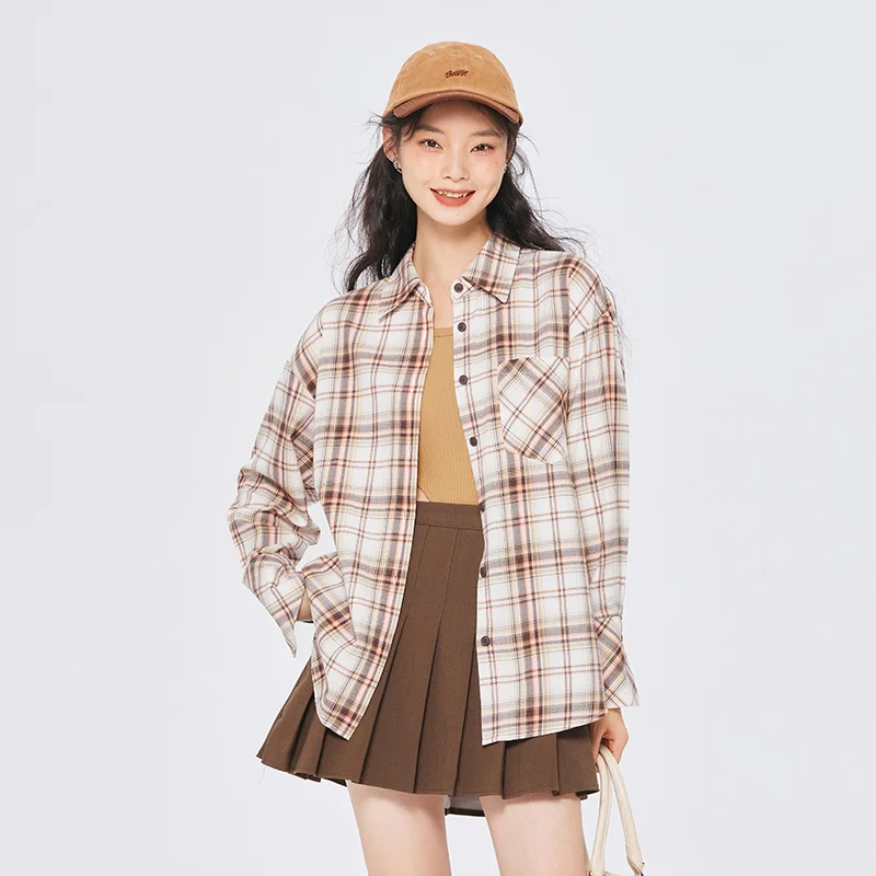 Top Trends: Semir Women Shirt Long-Sleeved Shirt Mid-Length Loose Clothes Casual Trend Autumn Retro Plaid Shirt Shirt For Women Shoppable Styles - Image 4