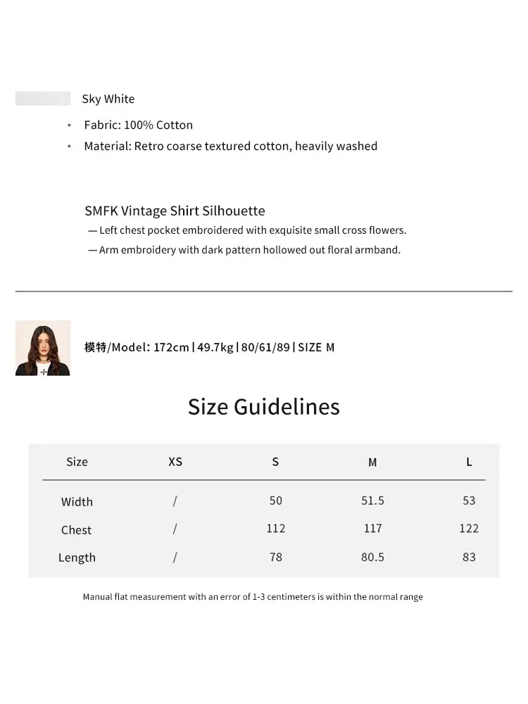 Top Trends: SMFK Classic Shirt Cross Embroidered Oversize Women's Basic Long Sleeve Shirt Minimalist Button Up Loose Cotton Blouse Clothing Shoppable Styles - Image 4