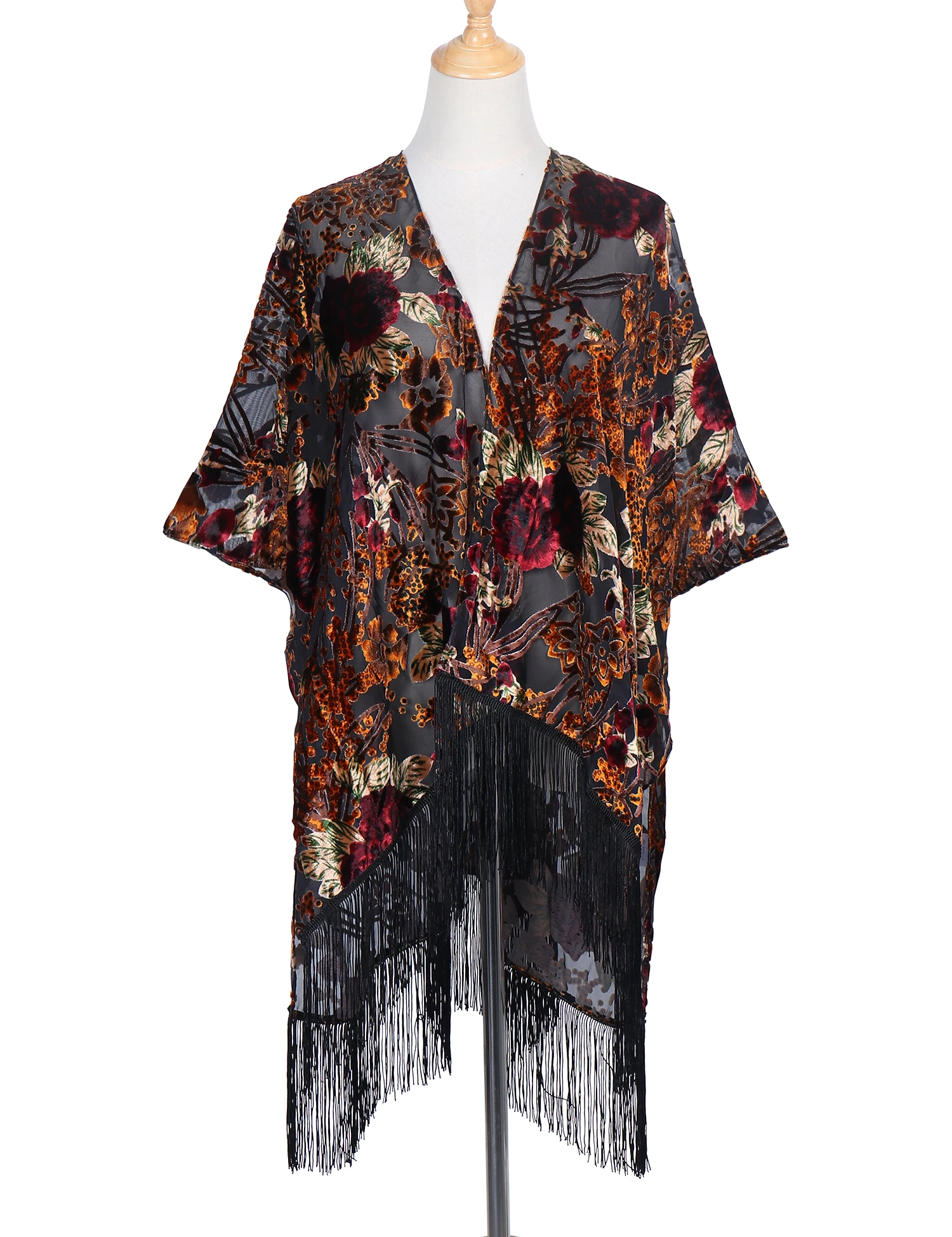 Top Trends: WeHello-Bohemian Burnt Plush Kimono For Women, Short Cardigan With Tassel, Beach Cover-up, Casual Cardigan, Shawl, JYPJ Shoppable Styles