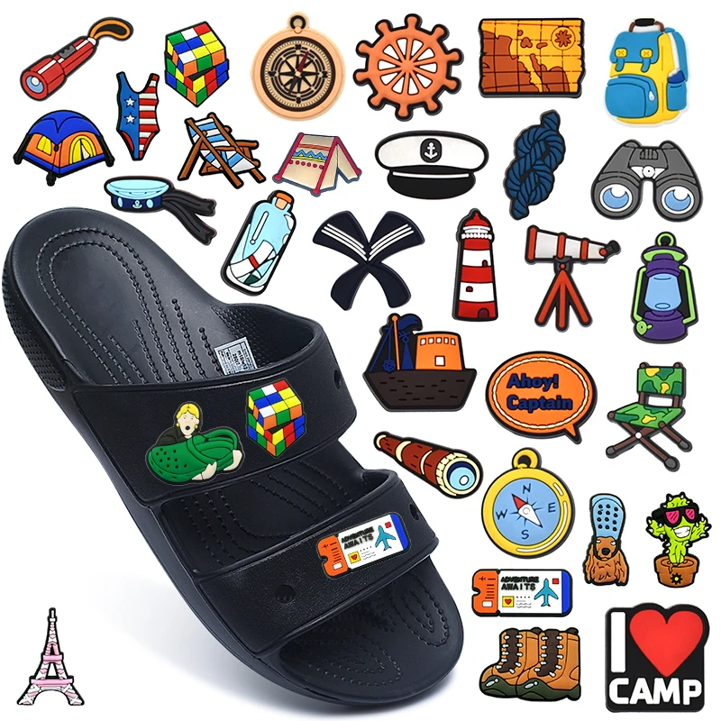 Top Trends: Camping Shoe Charm Accessories Outdoor PVC Croc Jibz Jeans Tent Sleeping Bag Flashlight Captain Clog Charm Shoe Decoration Gift Shoppable Styles