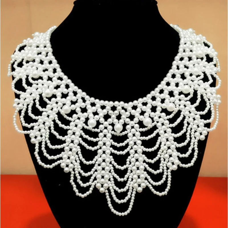 Top Trends: Pearl Beaded Lace Trim Collar Ribbons Women Necklace Jewelry For Clothes Wedding Dress Shoppable Styles