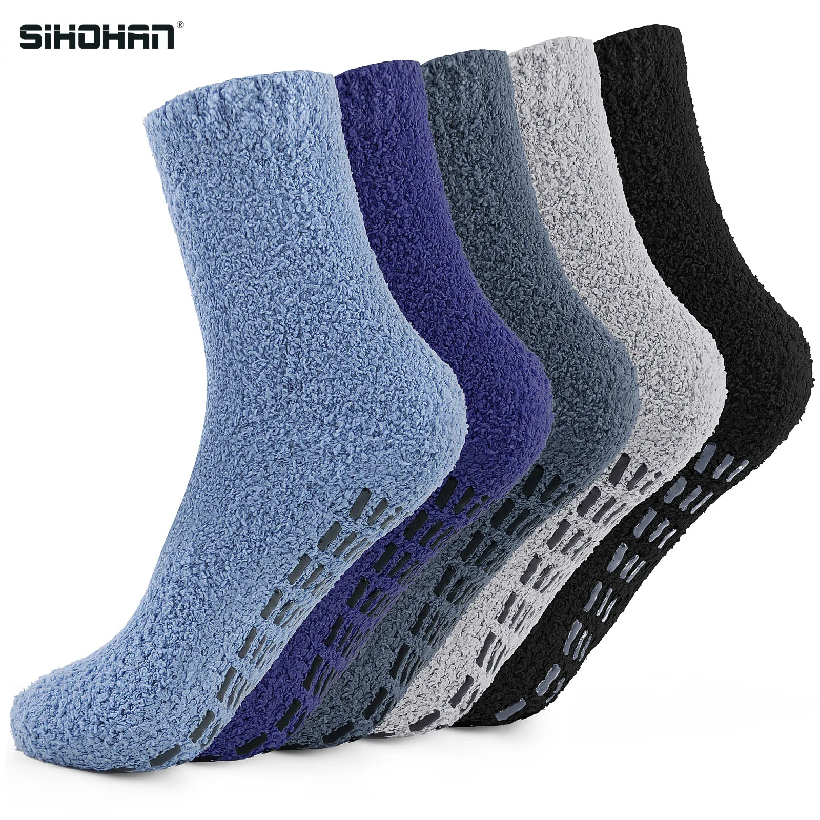 Top Trends: 5Pairs Men&#039;s Fuzzy Socks With Grippers Winter Fluffy Slipper Socks Cozy Warm Non Slip Plush Sleeping Footies Bed Socks Shoppable Styles