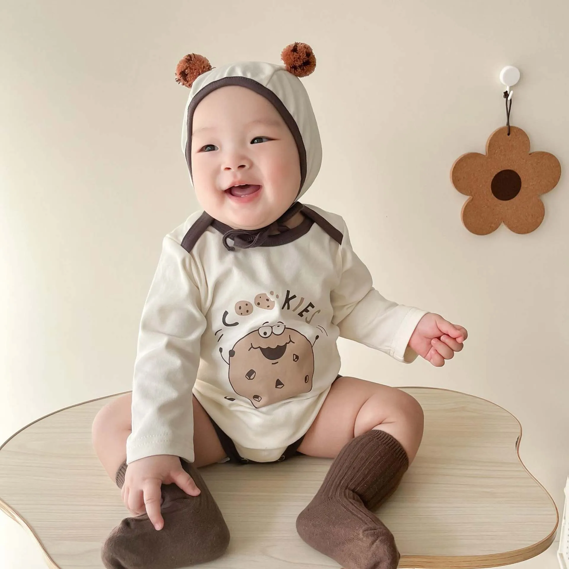 Top Trends: Korean Autumn Baby Romper Hat Set Cotton Newborn Clothes Toddler Outfit Suits Cartoon Print Kids Jumpsuits For Girls Boys 0-2Y Shoppable Styles