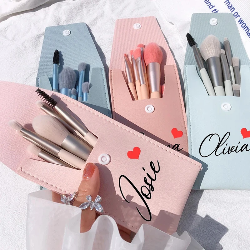 Top Trends: Personalized Travel Makeup Brush Bag Set Bridesmaid Gifts 8 Pcs Cosmetics Foundation Powder Eyeshadow Soft Fluffy Makeup Brushes Shoppable Styles