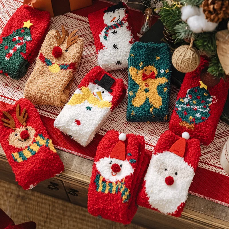 Top Trends: Christmas Coral Fleece Socks Mid-tube Warm Thickened Floor Sleep Cartoon Socks Shoppable Styles