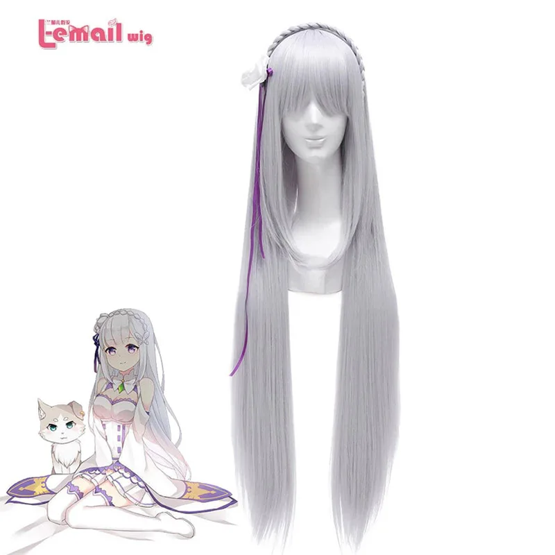 Top Trends: L-email Wig Synthetic Hair Re: Life In A Different World From Zero Emilia Cosplay Wigs Long Sliver Straight Women Cosplay Wigs Shoppable Styles