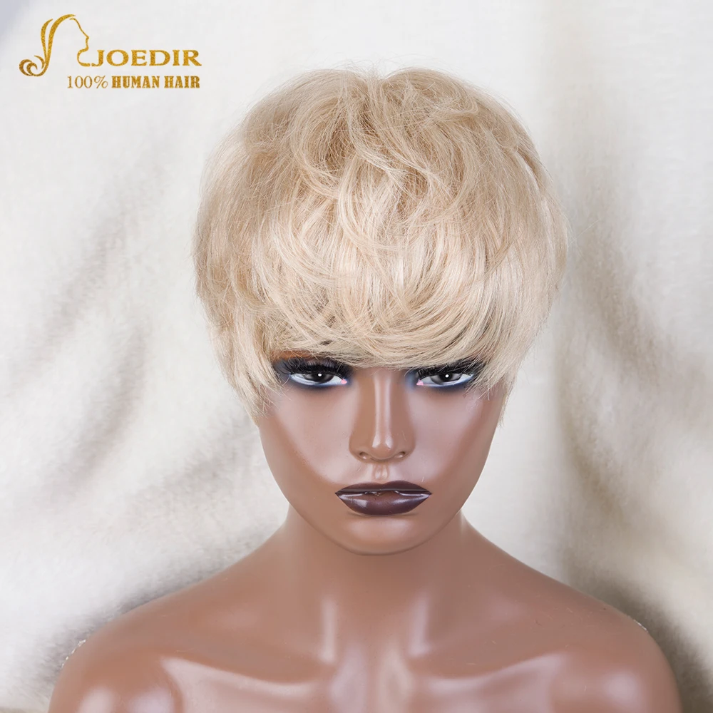 Top Trends: 613 Honey Blonde Color Lace Wig Short Wavy Bob Pixie Cut Full Machine Made Human Hair Wigs With Bangs For Black Women Remy Jodir Shoppable Styles