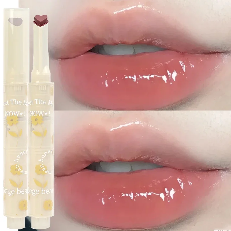 Top Trends: Jelly Love Shape Lipstick Waterproof Non-stick Cup Mirror Solid Lip Gloss Clear Lasting Moisturizing Lipstick Makeup Cosmetic Shoppable Styles