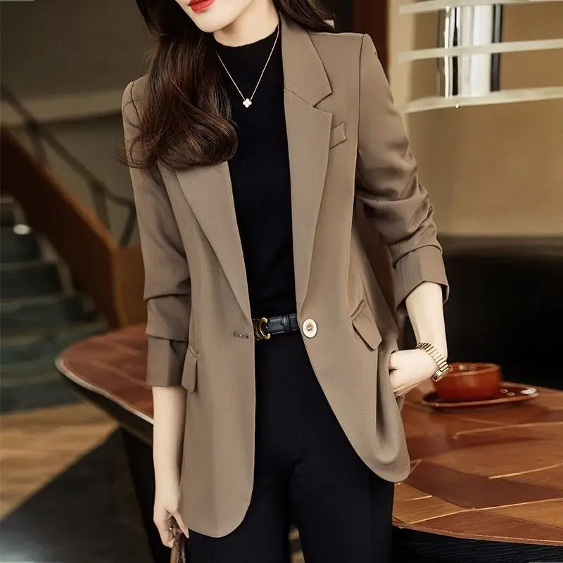 Top Trends: New Korean Chic Blazer Women Black Suit Long Sleeve Autumn Women&#039;s Jacket Office Ladies Coat Slim Blazer Femme Solid Brand Shoppable Styles