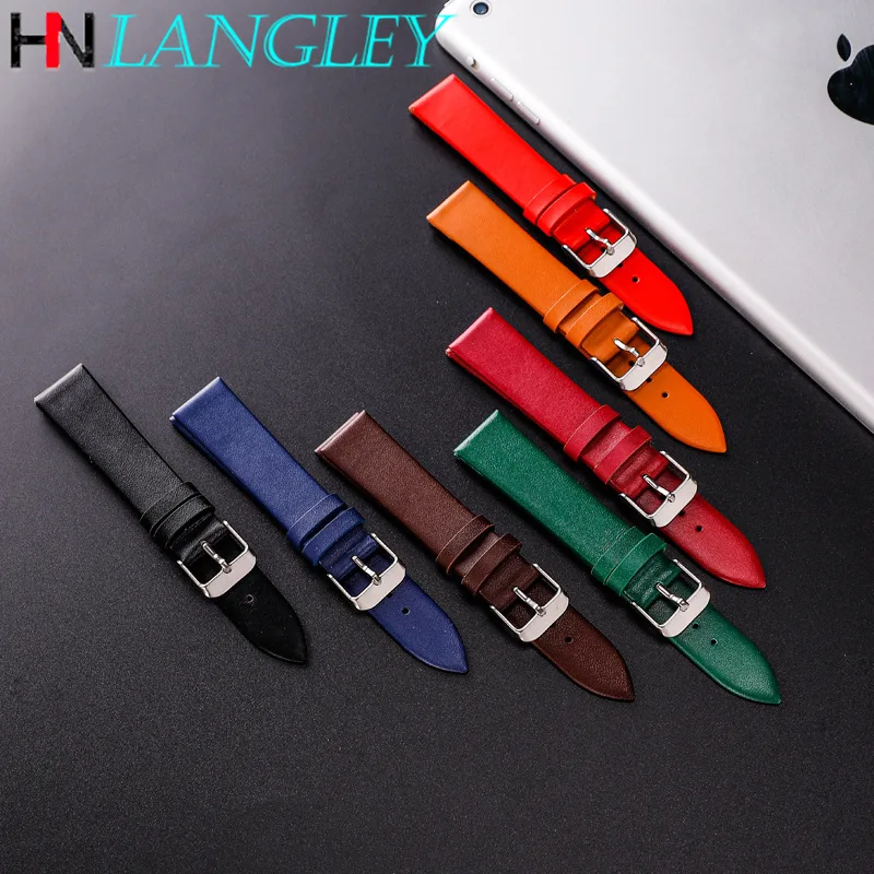 Top Trends: Colorful Leather Strap Watch Band Ultra Thin 12 / 14 / 16 / 18 / 20 / 22mm Watch Strap Wholesale 14 Colors Plain Weave Needle Pattern Belt Shoppable Styles - Image 4