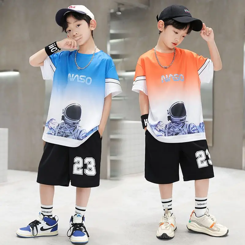 Top Trends: Boys Summer Quick-dry Basketball Jersey Sports Short Sleeve Suits 5-14 Years Kids Fashion 2pcs T-shirts+ Short Pants Clothes Kids Shoppable Styles