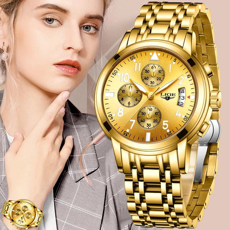 Top Trends: LIGE 2023 Fashion Gold Watch Women Watch Ladies Creative Steel Women's Bracelet Watches Female Waterproof Clock Relogio Feminino Shoppable Styles