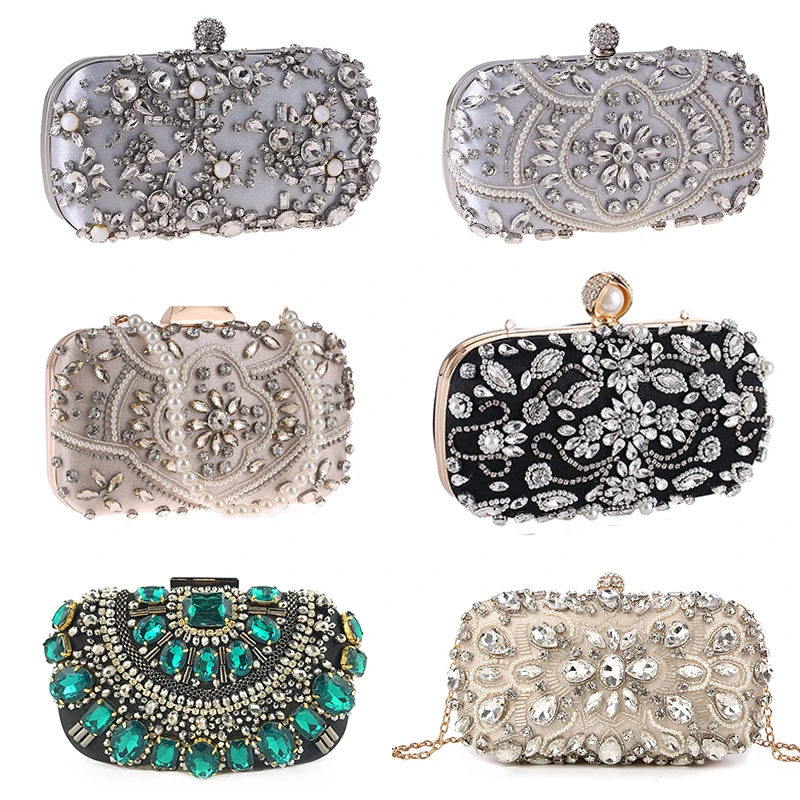 Top Trends: Women's Evening Clutch Bag Party Purse Luxury Wedding Clutches For Bridal Exquisite Crystal Ladies Handbag Apricot Silver Wallet Shoppable Styles