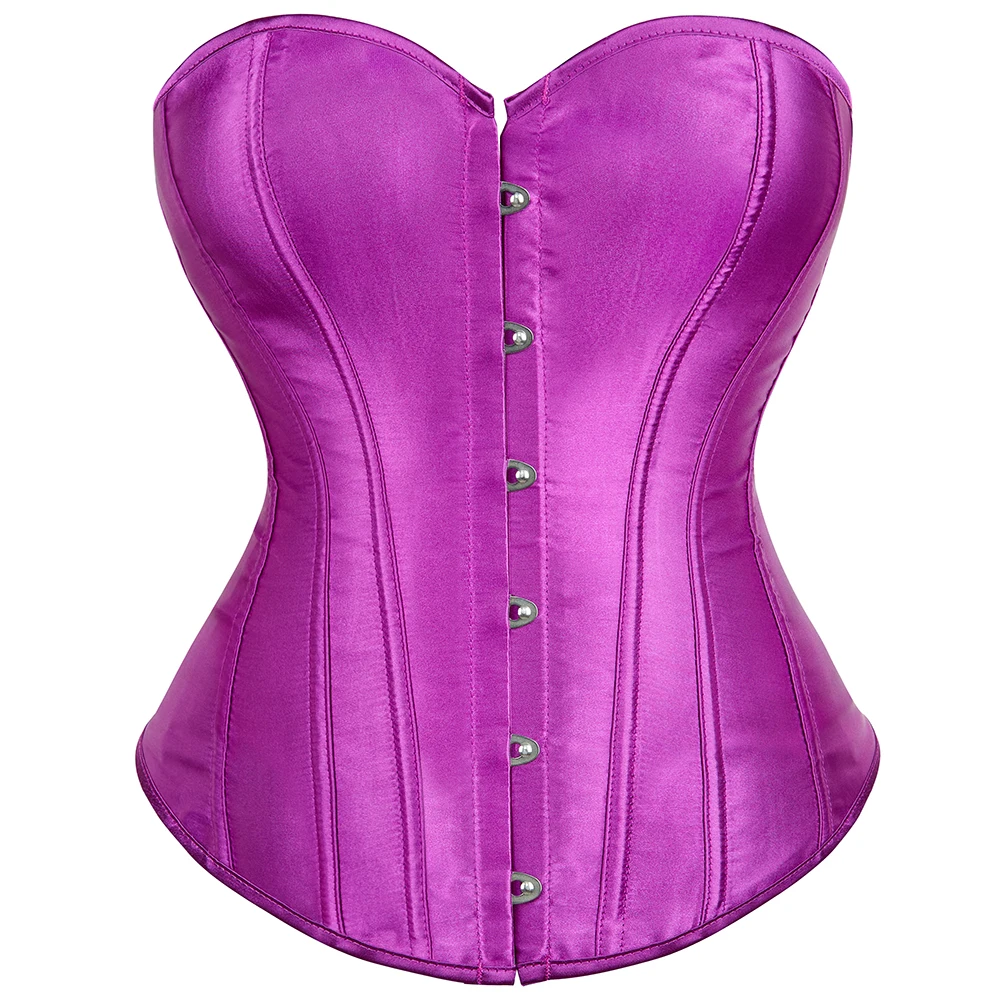 Top Trends: Satin Overbust Corset Black White Blue Purple Red Korsett For Women Elastic Boned Busk Bustier Plus Size Waist Slim Gorset Shoppable Styles