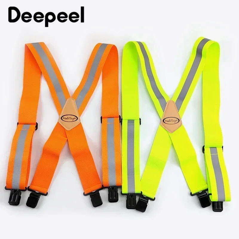 Top Trends: Deepeel 1Pc 5*120cm Men's Suspenders Work Suspender Elastic Wide Adjustable X Type Strap Fluorescent Orange Sling Brace Shoppable Styles