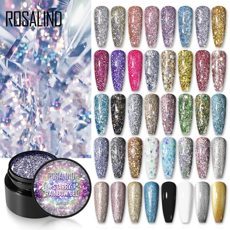 Top Trends: ROSALIND Nail Polish Gel Semi-permanent Varnish UV Glitter Paint Shiny Gel Base Coat Tips Poly Kit For Nail Art Decorations Shoppable Styles