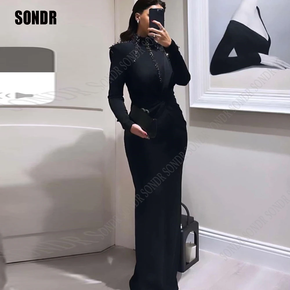 Top Trends: SONDR Black Sequins Beads Shiny Mermaid Evening Dresses Full Sleeves Formal Night Party Club Occasion Dress Prom Gowns 2023 Shoppable Styles