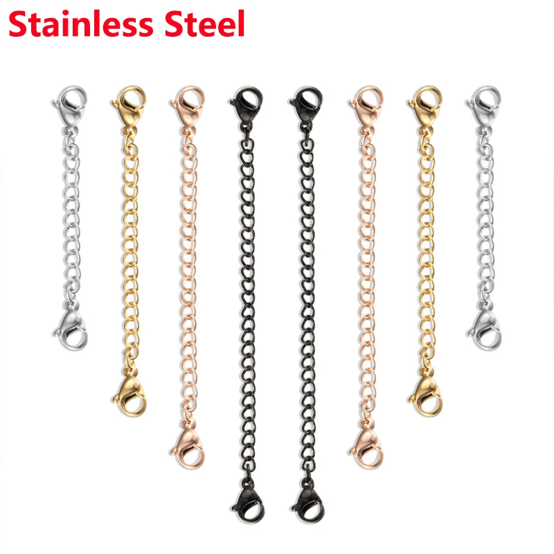 Top Trends: 5PCS Stainless Steel Extension Chains With Lobster Clasp Gold Plated Extended Chains For Bracelet Necklace DIY Jewelry Making Shoppable Styles