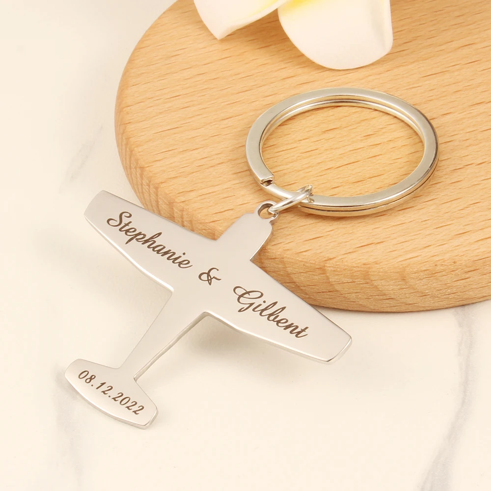 Top Trends: Custom Engrave Wedding Metal Airplane Keychain Wedding Favor Gift Guests Gifts Personalized Name And Date Plane Key Chain Shoppable Styles