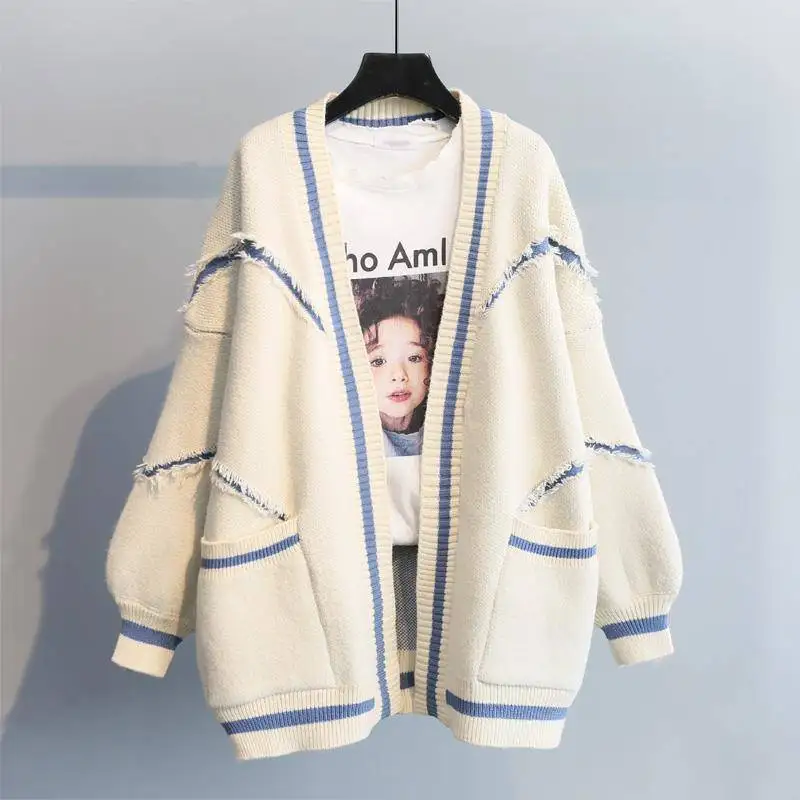 Top Trends: Korean Fashion All-match Cardigans Sweaters Autumn Winter New Women Clothing Loose Pockets Long Sleeve Knitted Casual Coats 2022 Shoppable Styles